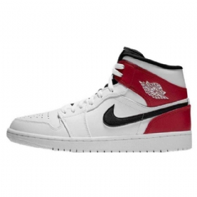 Nike Air Jordan 1 Mid Tops Sko Til Mænd Hvid Rød