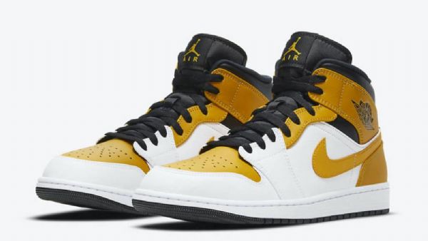 Nike Air Jordan 1 Mid Tops Sko Til Mænd Hvidguld