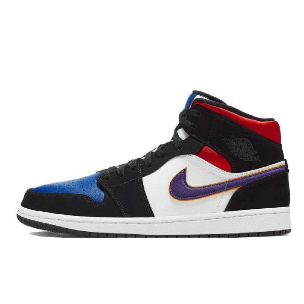 Nike Air Jordan 1 Mid Tops Sko Til Mænd Lilla Hvid Rød