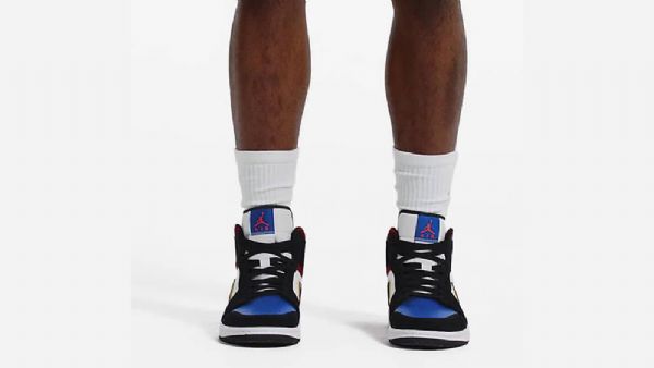 Nike Air Jordan 1 Mid Tops Sko Til Mænd Lilla Hvid Rød