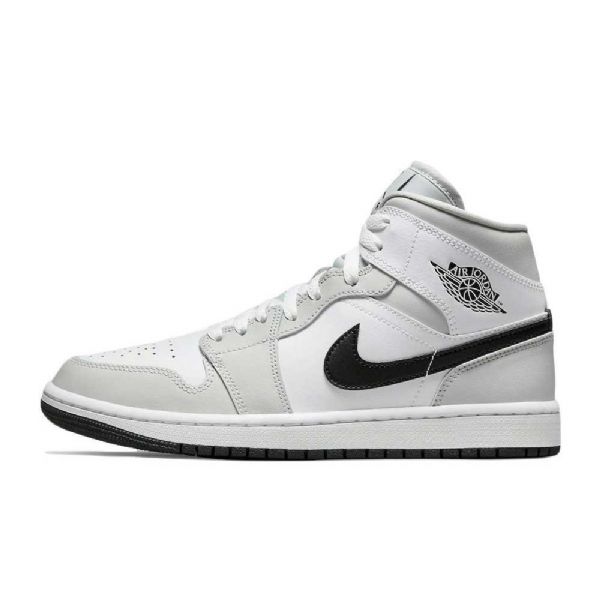 Nike Air Jordan 1 Mid Tops Sko Til Mænd Lysegrå