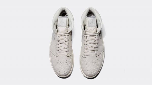 Nike Air Jordan 1 Mid Tops Sko Til Mænd Lysegrå