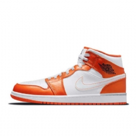 Nike Air Jordan 1 Mid Tops Sko Til Mænd Orange Hvid