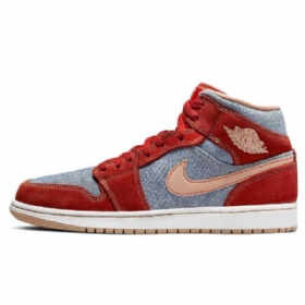 Nike Air Jordan 1 Mid Tops Sko Til Mænd Rød Grå