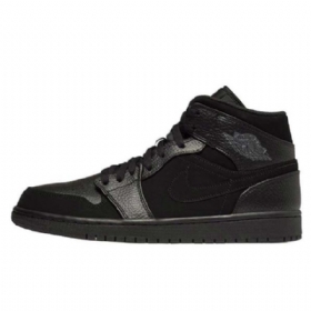 Nike Air Jordan 1 Mid Tops Sko Til Mænd Sort