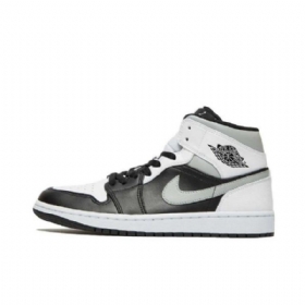 Nike Air Jordan 1 Mid Tops Sko Til Mænd Sort Grå