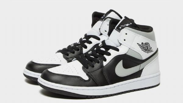 Nike Air Jordan 1 Mid Tops Sko Til Mænd Sort Grå