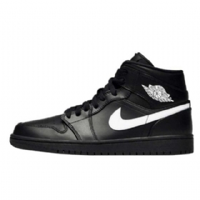 Nike Air Jordan 1 Mid Tops Sko Til Mænd Sort Hvid
