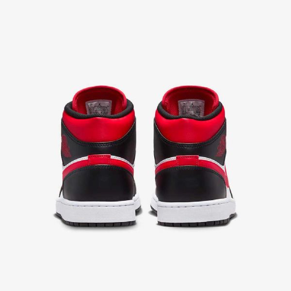 Nike Air Jordan 1 Mid Tops Sko Til Mænd Sort Hvid Rød