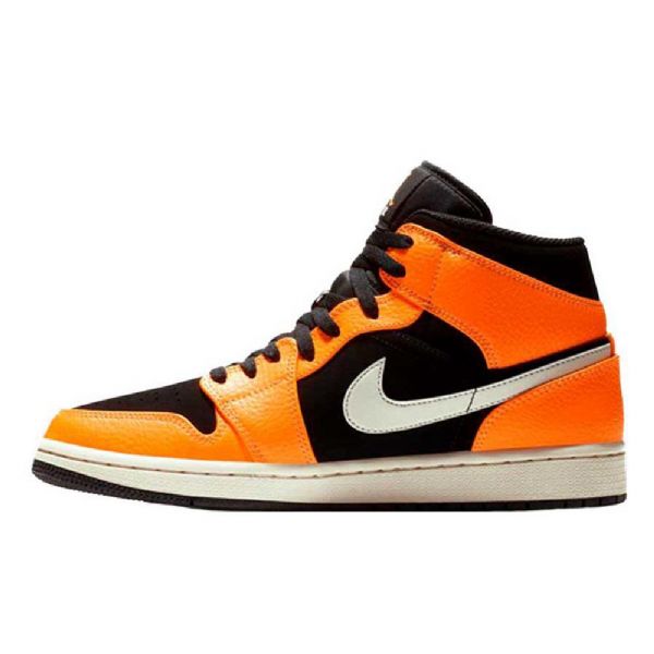 Nike Air Jordan 1 Mid Tops Sko Til Mænd Sort Orange