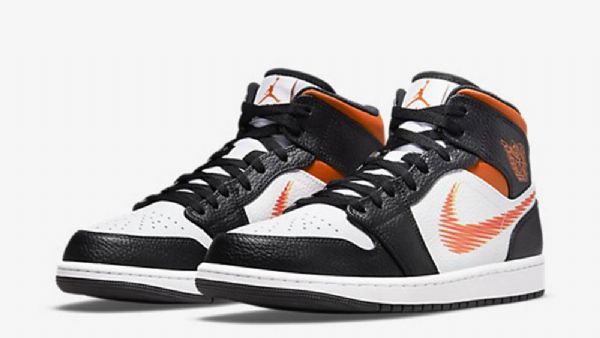 Nike Air Jordan 1 Mid Tops Sko Til Mænd Sort Orange