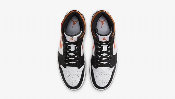 Nike Air Jordan 1 Mid Tops Sko Til Mænd Sort Orange