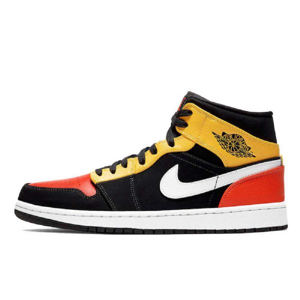 Nike Air Jordan 1 Mid Tops Sko Til Mænd Sort Orange