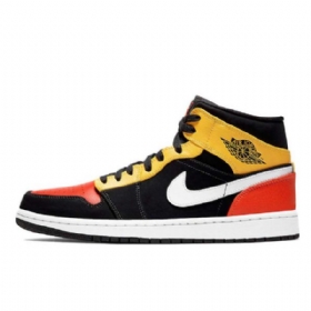Nike Air Jordan 1 Mid Tops Sko Til Mænd Sort Orange