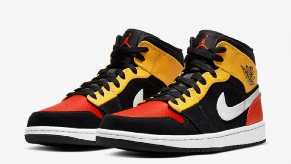 Nike Air Jordan 1 Mid Tops Sko Til Mænd Sort Orange