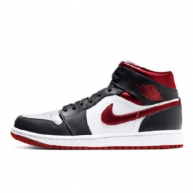 Nike Air Jordan 1 Mid Tops Sko Til Mænd Sort Rød