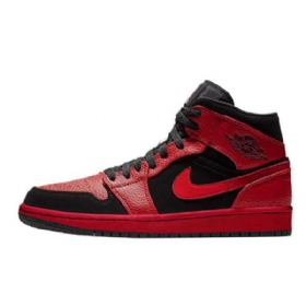 Nike Air Jordan 1 Mid Tops Sko Til Mænd Sort Rød