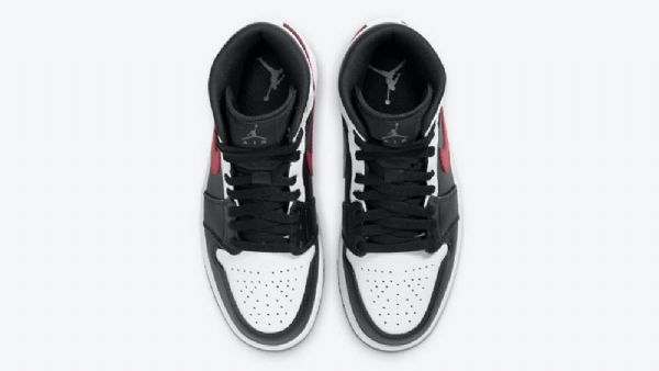 Nike Air Jordan 1 Mid Tops Sko Til Mænd Sort Rød Hvid
