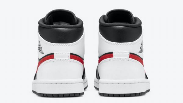 Nike Air Jordan 1 Mid Tops Sko Til Mænd Sort Rød Hvid