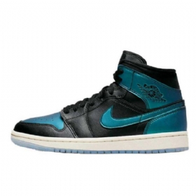 Nike Air Jordan 1 Mid Tops Sko Til Mænd Sort Turkis