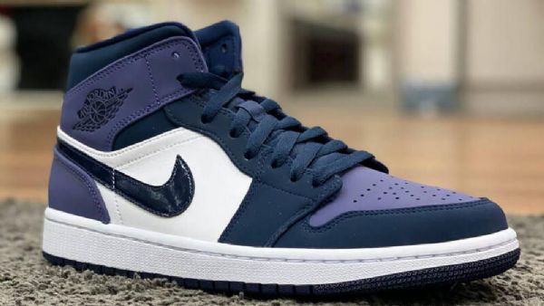 Nike Air Jordan 1 Mid Tops Slebet Sko Til Mænd Lilla