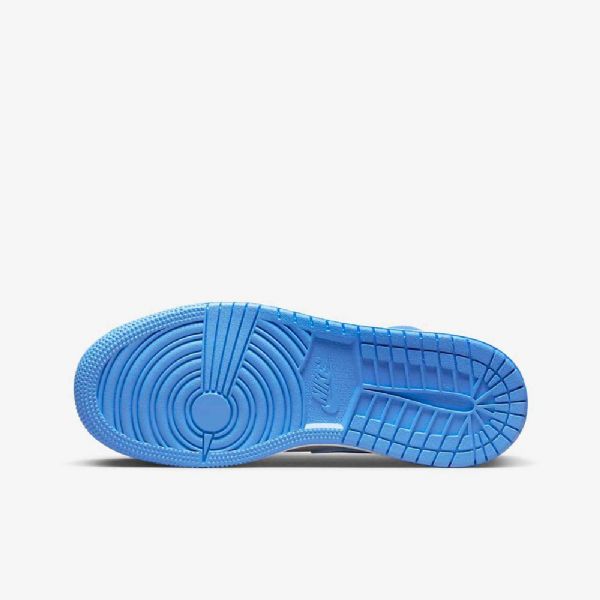 Nike Air Jordan 1 Mid Tops Sneaker Skolesko Til Børn Hvid Blå