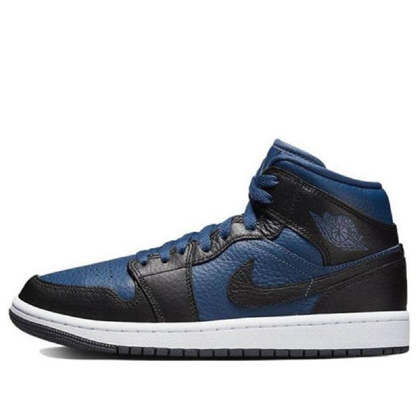 Nike Air Jordan 1 Mid Tops Split Sko Til Damer Blå Sort Hvid