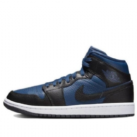 Nike Air Jordan 1 Mid Tops Split Sko Til Damer Blå Sort Hvid