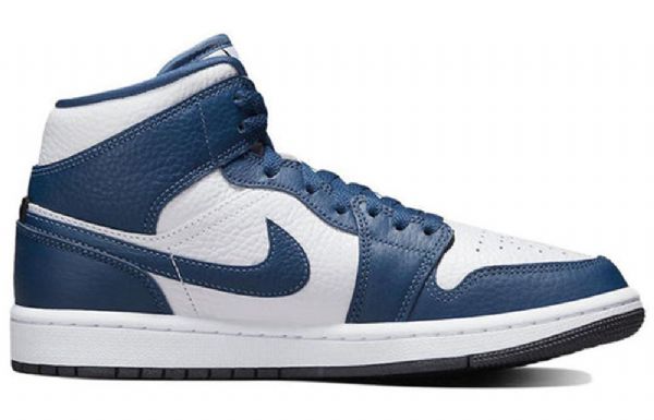 Nike Air Jordan 1 Mid Tops Split Sko Til Damer Blå Sort Hvid