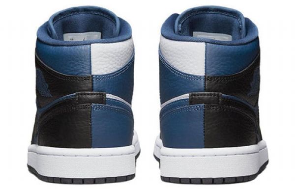 Nike Air Jordan 1 Mid Tops Split Sko Til Damer Blå Sort Hvid