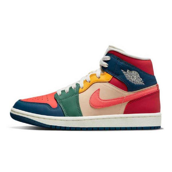 Nike Air Jordan 1 Mid Tops Syvfarvede Sko Til Kvinder Multifarvet