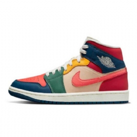 Nike Air Jordan 1 Mid Tops Syvfarvede Sko Til Kvinder Multifarvet