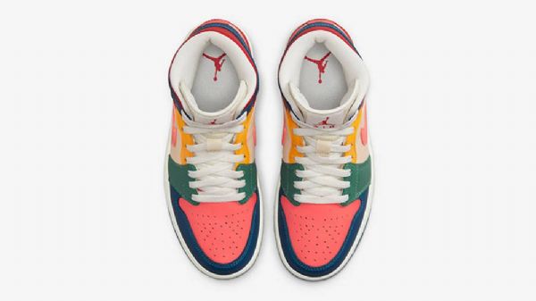 Nike Air Jordan 1 Mid Tops Syvfarvede Sko Til Kvinder Multifarvet