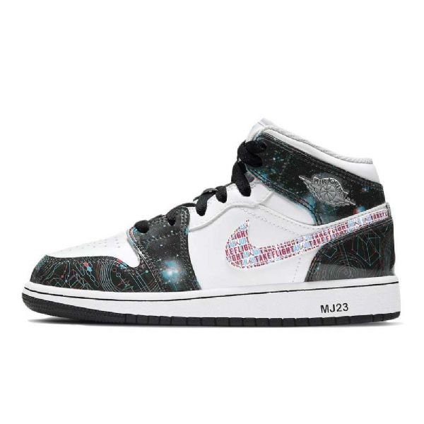 Nike Air Jordan 1 Mid Tops Take Flight Sko Til Damer Sort Hvid