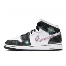 Nike Air Jordan 1 Mid Tops Take Flight Sko Til Mænd Sort Hvid