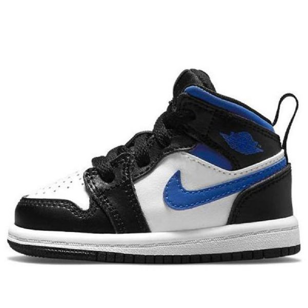 Nike Air Jordan 1 Mid Tops Td Sko Til Børn Blå Hvid