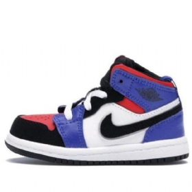 Nike Air Jordan 1 Mid Tops Td Sko Til Børn Blå Rød Hvid