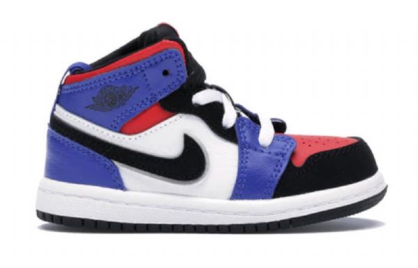 Nike Air Jordan 1 Mid Tops Td Sko Til Børn Blå Rød Hvid