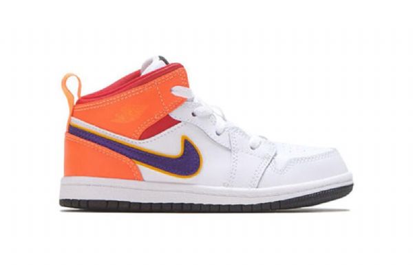 Nike Air Jordan 1 Mid Tops Td Sko Til Børn Hvid Lilla