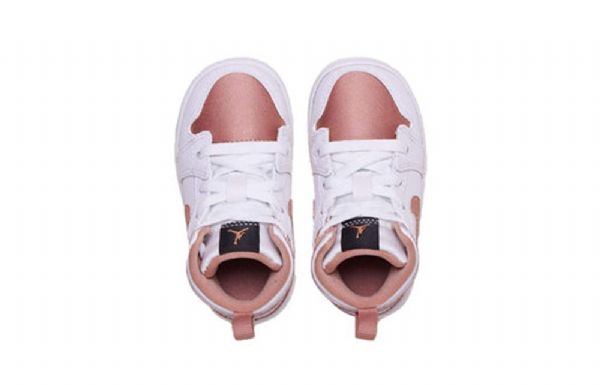 Nike Air Jordan 1 Mid Tops Td Sko Til Børn Hvid Lyserød Guld