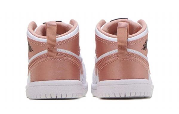 Nike Air Jordan 1 Mid Tops Td Sko Til Børn Hvid Lyserød Guld