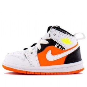 Nike Air Jordan 1 Mid Tops Td Sko Til Børn Hvid Orange Sort