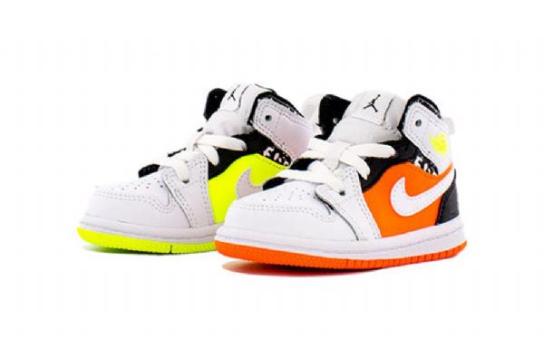 Nike Air Jordan 1 Mid Tops Td Sko Til Børn Hvid Orange Sort