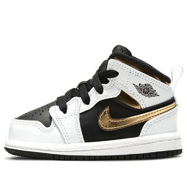 Nike Air Jordan 1 Mid Tops Td Sko Til Børn Hvidguld