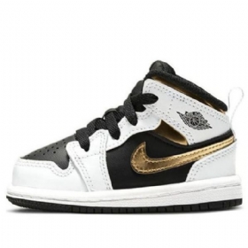 Nike Air Jordan 1 Mid Tops Td Sko Til Børn Hvidguld