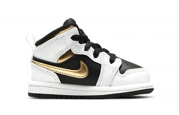 Nike Air Jordan 1 Mid Tops Td Sko Til Børn Hvidguld