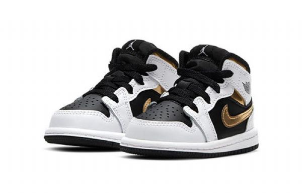 Nike Air Jordan 1 Mid Tops Td Sko Til Børn Hvidguld
