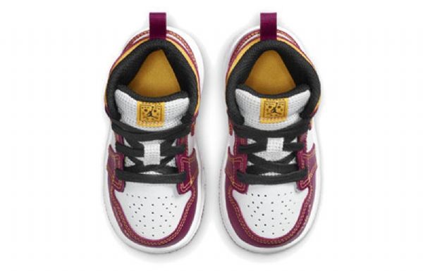 Nike Air Jordan 1 Mid Tops Td Sko Til Børn Lilla Hvid Gul