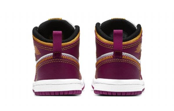 Nike Air Jordan 1 Mid Tops Td Sko Til Børn Lilla Hvid Gul
