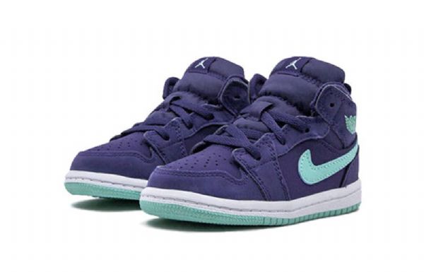 Nike Air Jordan 1 Mid Tops Td Sko Til Børn Lilla Mint